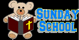 Sunday school sign with Teddy Bear reading Bible