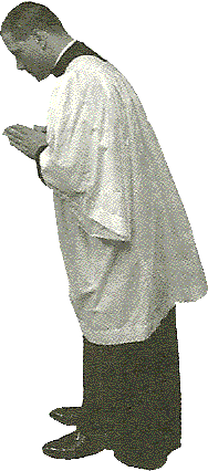 clergyman bowing head