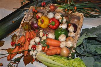 Harrvest Festival basket of vegetables