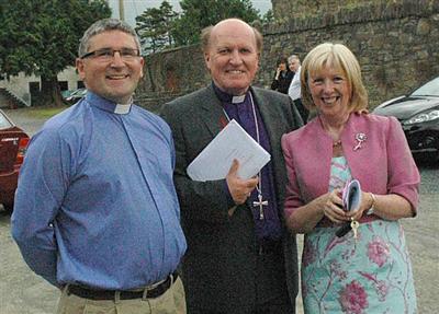Bishop Ferran with his wife Jean and Rev John Woods