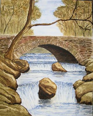 Water under the bridge, a painting by Maris-Sherwood