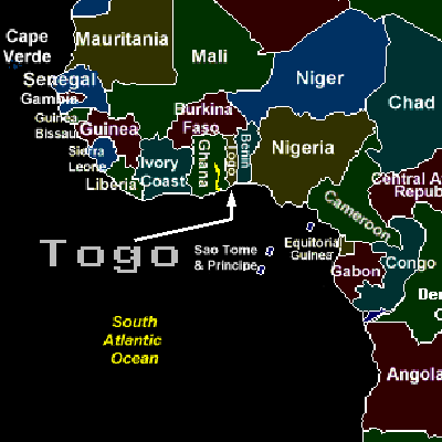 Togo location West Africa