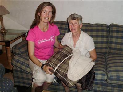 Beryl Baker receiving the blankets sent from Ireland